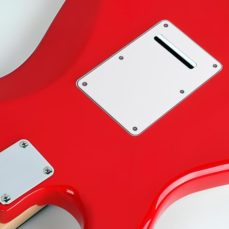 phrilam Store 6 Holes Guitar Back Plate Cavity Cover Pickguard for Fender Standard Stratocaster Strat ST Modern Style Electric Guitar,White 3ply - Image 5